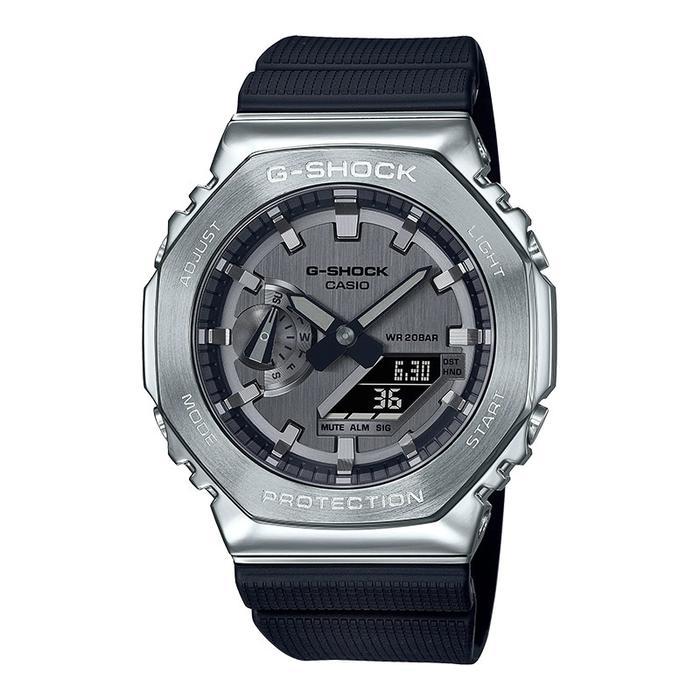 JAM TANGAN PRIA ANALOG DIGITAL CASIO G-SHOCK GM-2100-1ADR GM-2100 GM2100 CASIOAK METAL BLACK RESIN