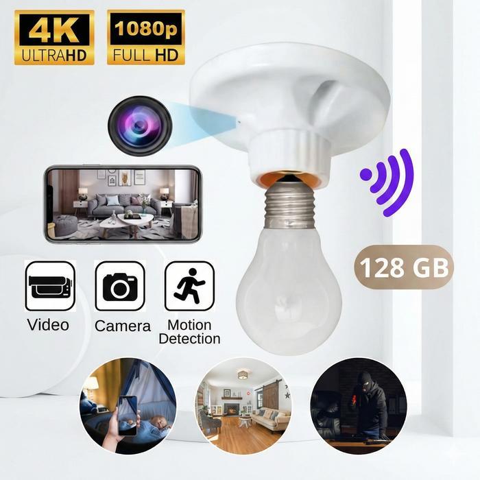 DISKON Teknobi Camera Cctv Mini Socket Wireless Fitting Lampu Kamera Mini Tersembunyi cctv kecil