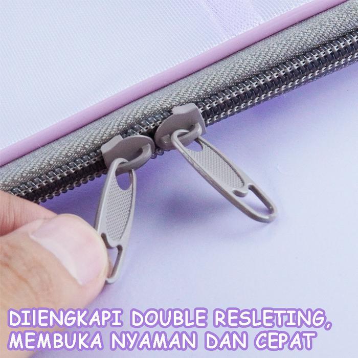 Tas Berkas Resleting Ukuran A4 Warna Pastel Document Bag Map Plastik Transparan Multifungsi