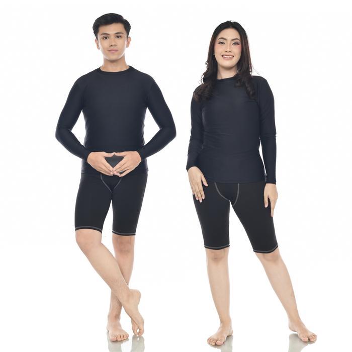 Baju Renang / Manset Olahraga / Baju Manset Panjang Hitam Pria Wanita