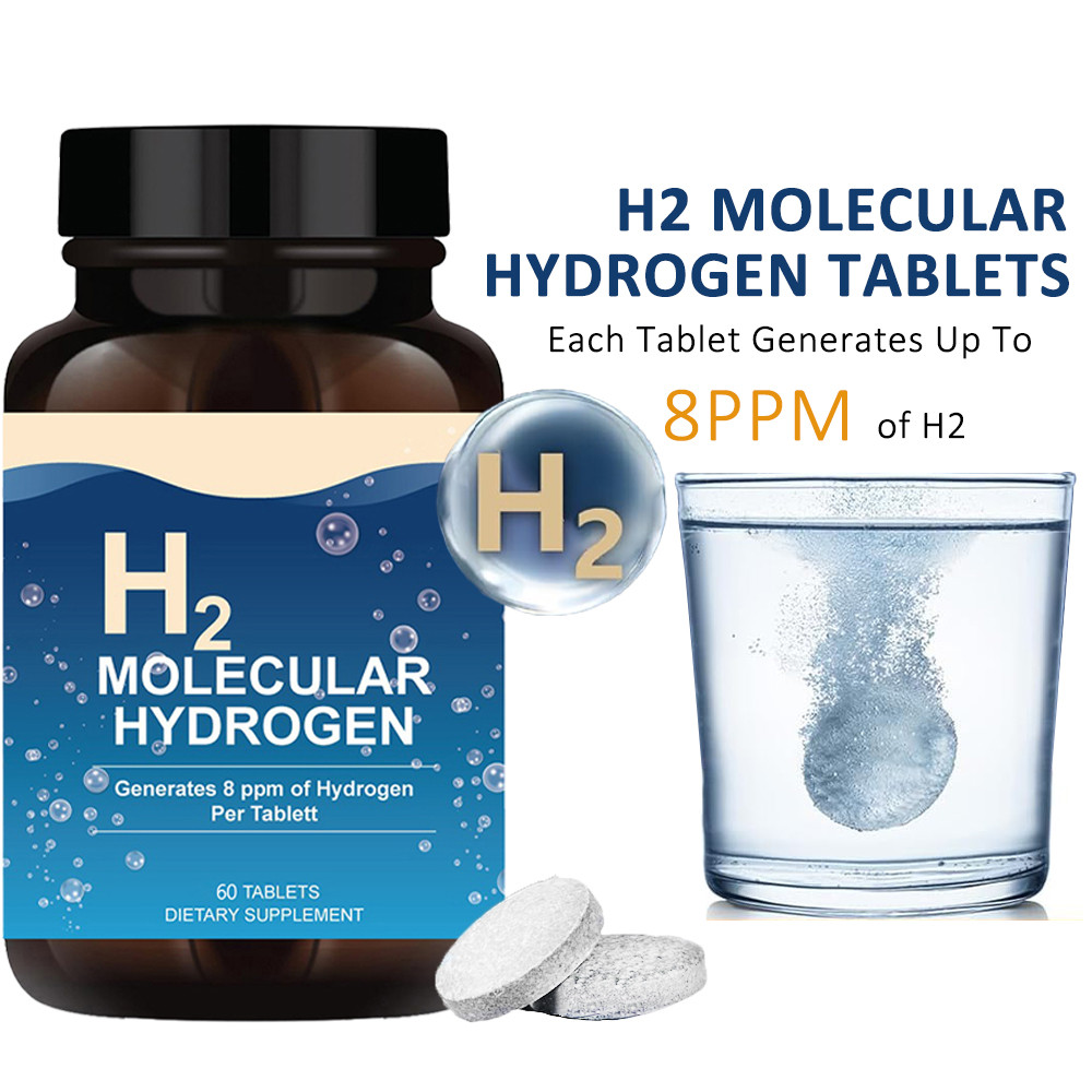 H2 Molecular Hydrogen 60 Tablets - Supports Healthy Aging, Cellular Energy & Brain Health - with