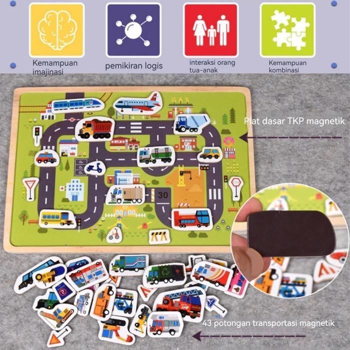 ` Mainan Edukasi Puzzle Papan Magnetik Hewan/Mainan Edukasi Puzzle Kayu Magnetik Hewan dan