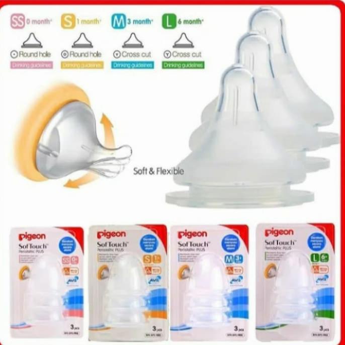 Pigeon Nipple Wide Neck Isi 3 / Dot Bayi / Karet Dot Bayi