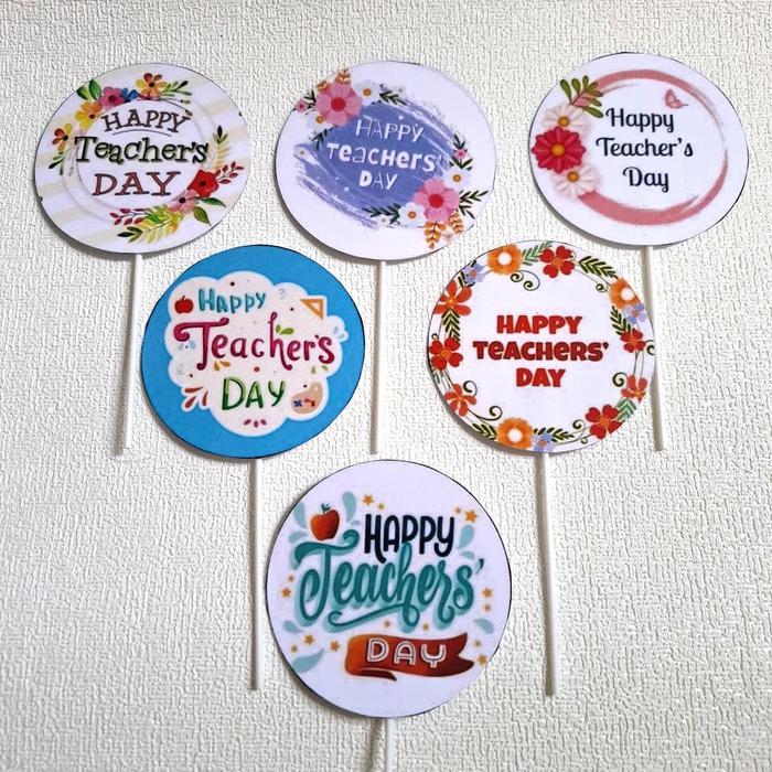 Topper Happy Teacher Day,per motif 6 pcs