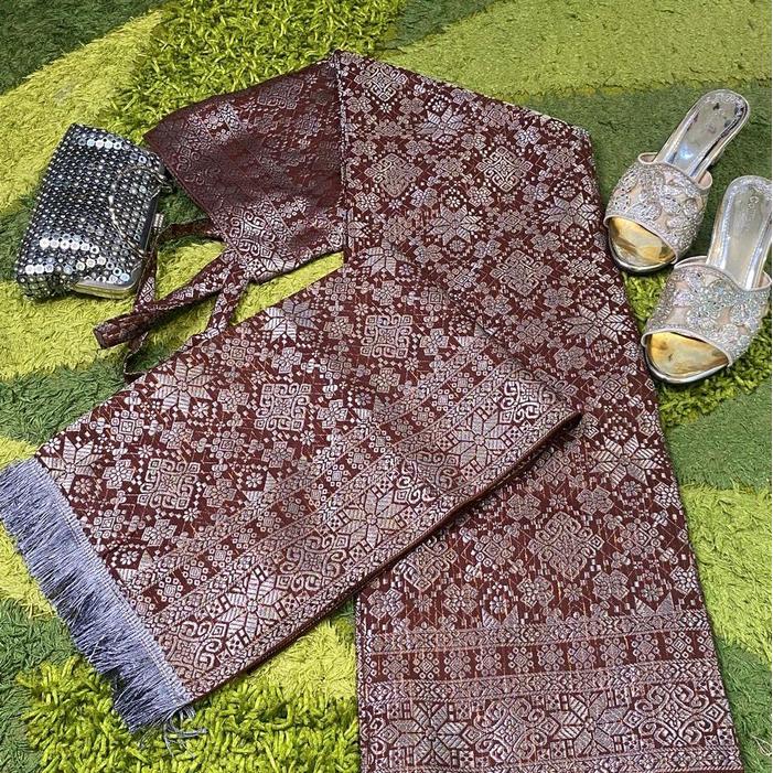 Promo Rok Lilit Songket Set Selendang / Rok Songket Palembang / Bawahan Kebaya / Rok Songket Kebaya