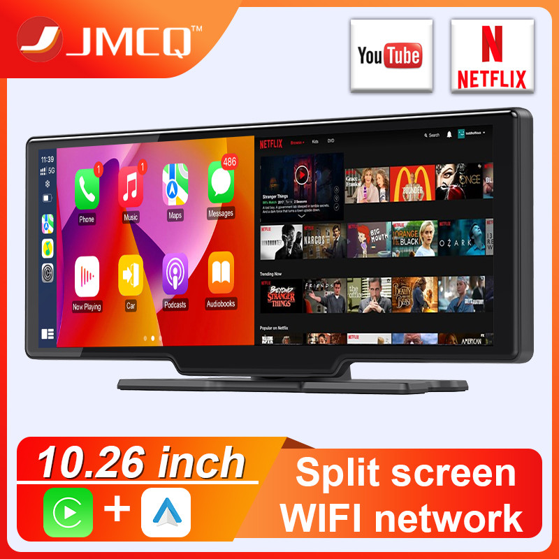 JMCQ Car Mirror Radio Multimedia Video Player Universal Wireless Carplay Android Auto Screen With