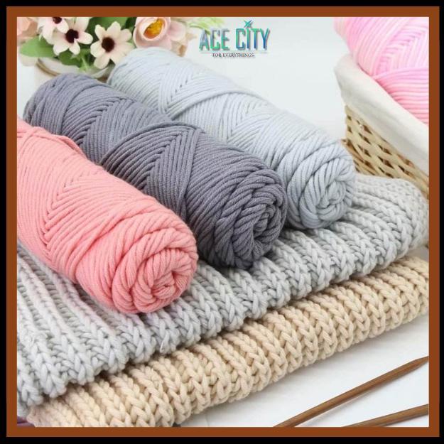 Benang Rajut Katun Sutra Susu 8Ply Besar / Katun Susu Import Big 8ply (100gram) Part 1