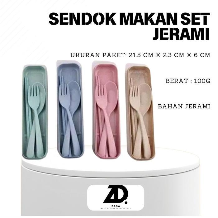 SENDOK MAKAN SET JERAMI SENDOK TRAVEL SENDOK GARPU