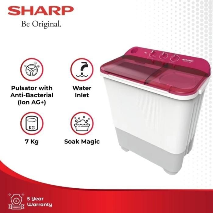SHARP MESIN CUCI 2 TABUNG 7 KG ES-T75NT SHARP MESINCUCI 2TABUNG 7KG EST-75 NT SHARP MESIN CUCI EST75