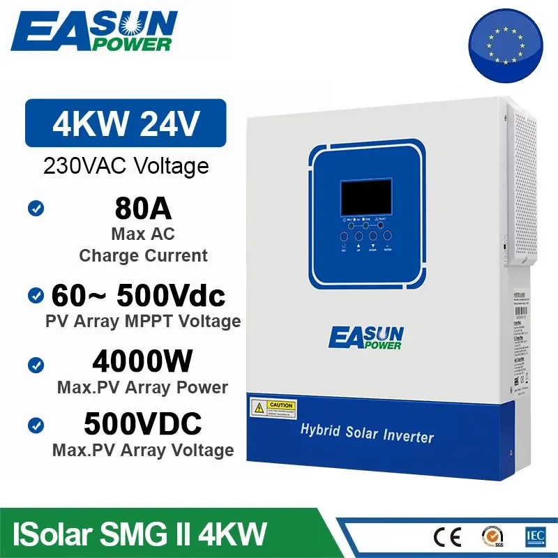" Easun Powland Hybrid Solar Inverter 4Kw 2Kw Pure Sine Inverter 24V 12V Solar Inverter "