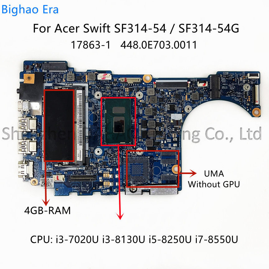 " For Acer Swift 3 Sf314-54 Sf314-54G Laptop Motherboard With I3 I5 I7 "