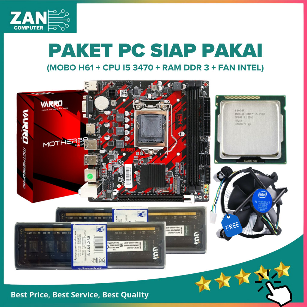 BESSELLER PAKET MOTHERBOARD H61 VARRO / H61 RX7 SOCKET 1155 DDR3 NVME HDMI VGA GIGABIT LAN / PAKET I