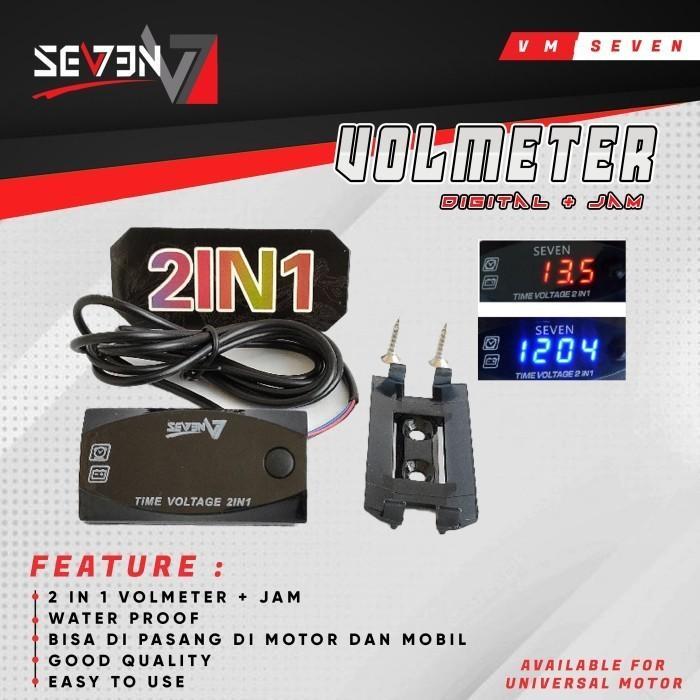 Volmeter Digital Led 2In1 Jam Universal Motor / Mobil