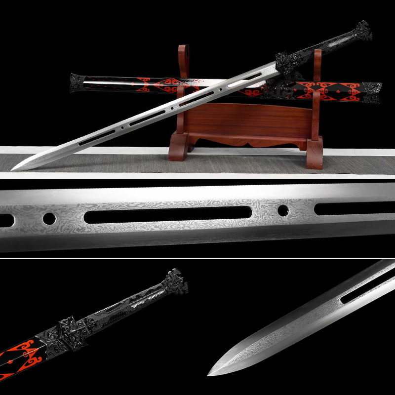 Real Steel Chinese Sword,Forged Damascus Steel, Full Size Real Sword, Chinese Jan Home Decoration,