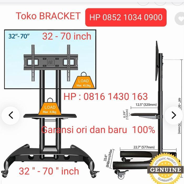NORTH BAYOU NB AVA1500-60-1P Steel TV Stand Dengan Roda 32-65 INCH ORI