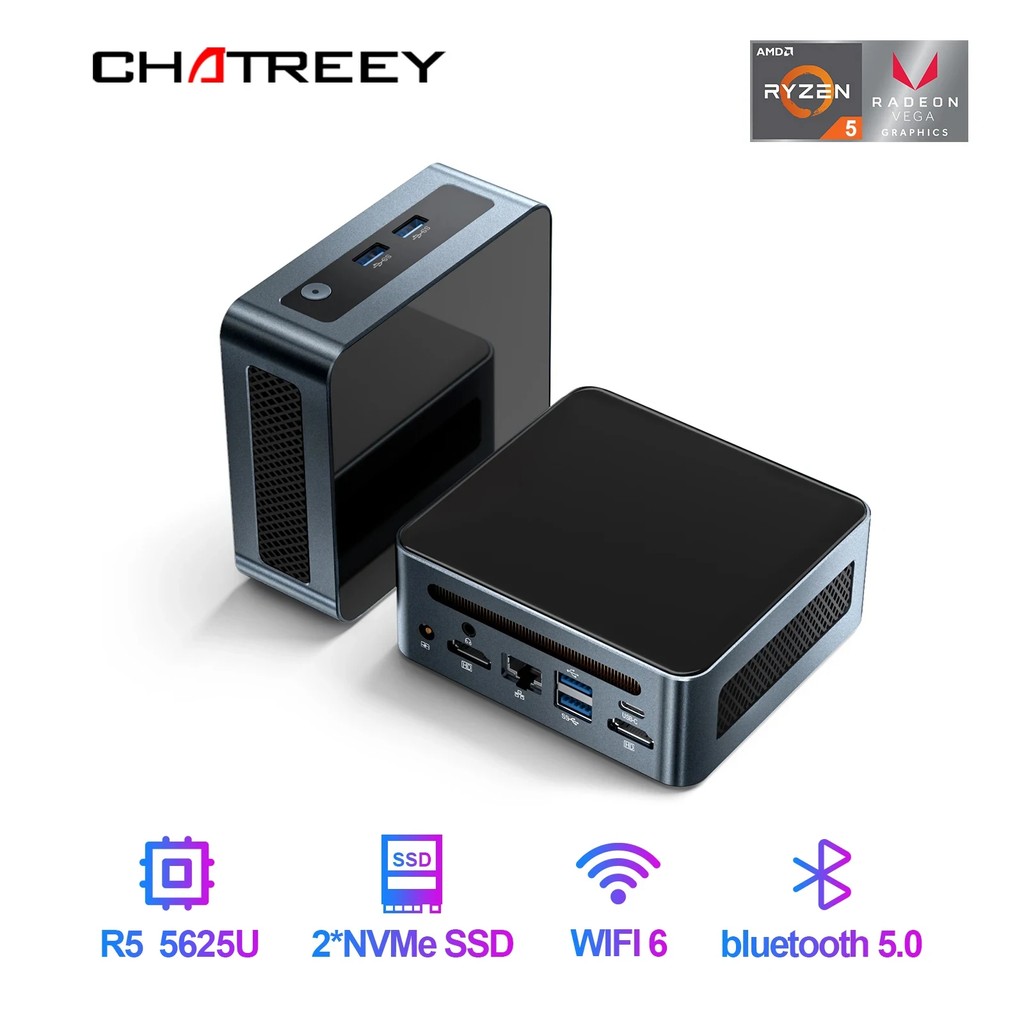 . Chatreey An2P Mini Pc Amd Ryzen 5 5625U Gaming Desktop Computer M.2 -