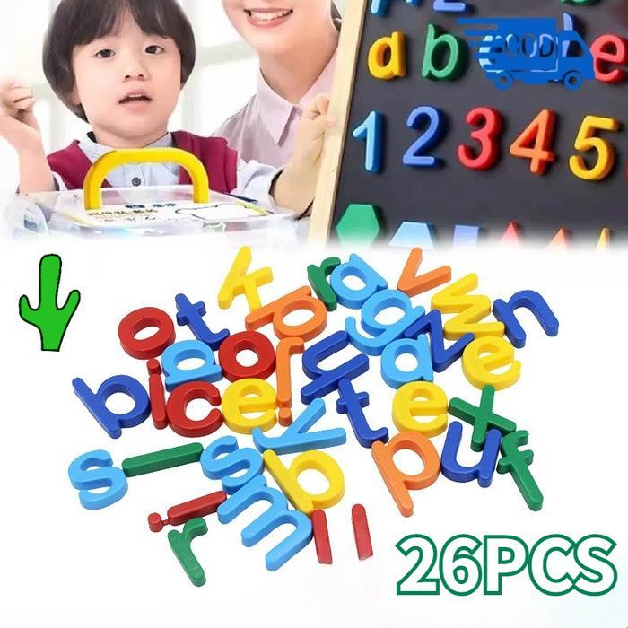 ` 26Buah Abjad Dan Angka Edukasi Magnet Kayu Huruf Abc Untuk Belajar Anak Warni Mainan Edukasi Anak