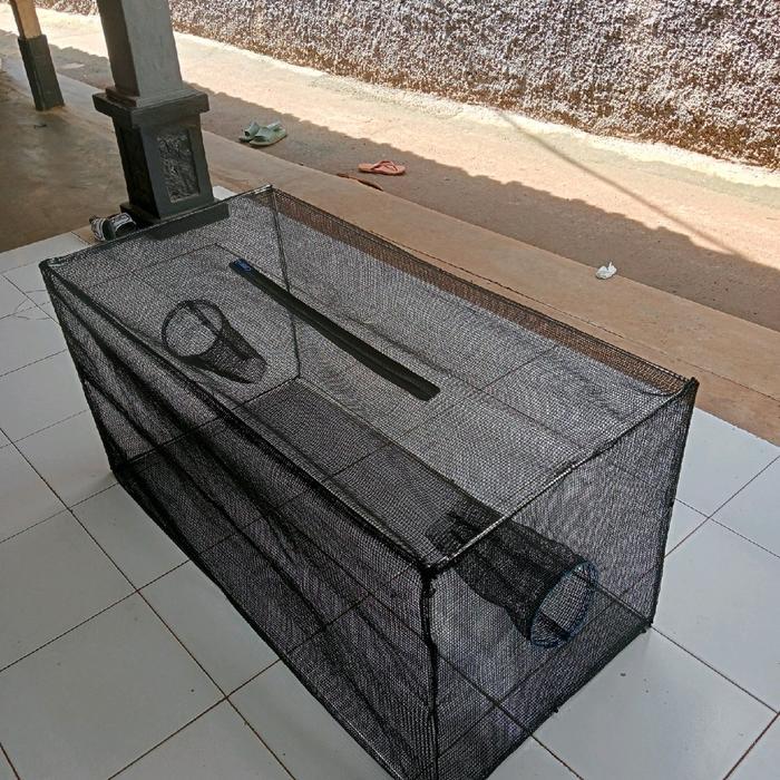Best Seller Jaring Perangkap Ikan 1X50X50 Bubu Jebakan Udang,Ikan Gabus,Full Set Kawat Lipat Siap