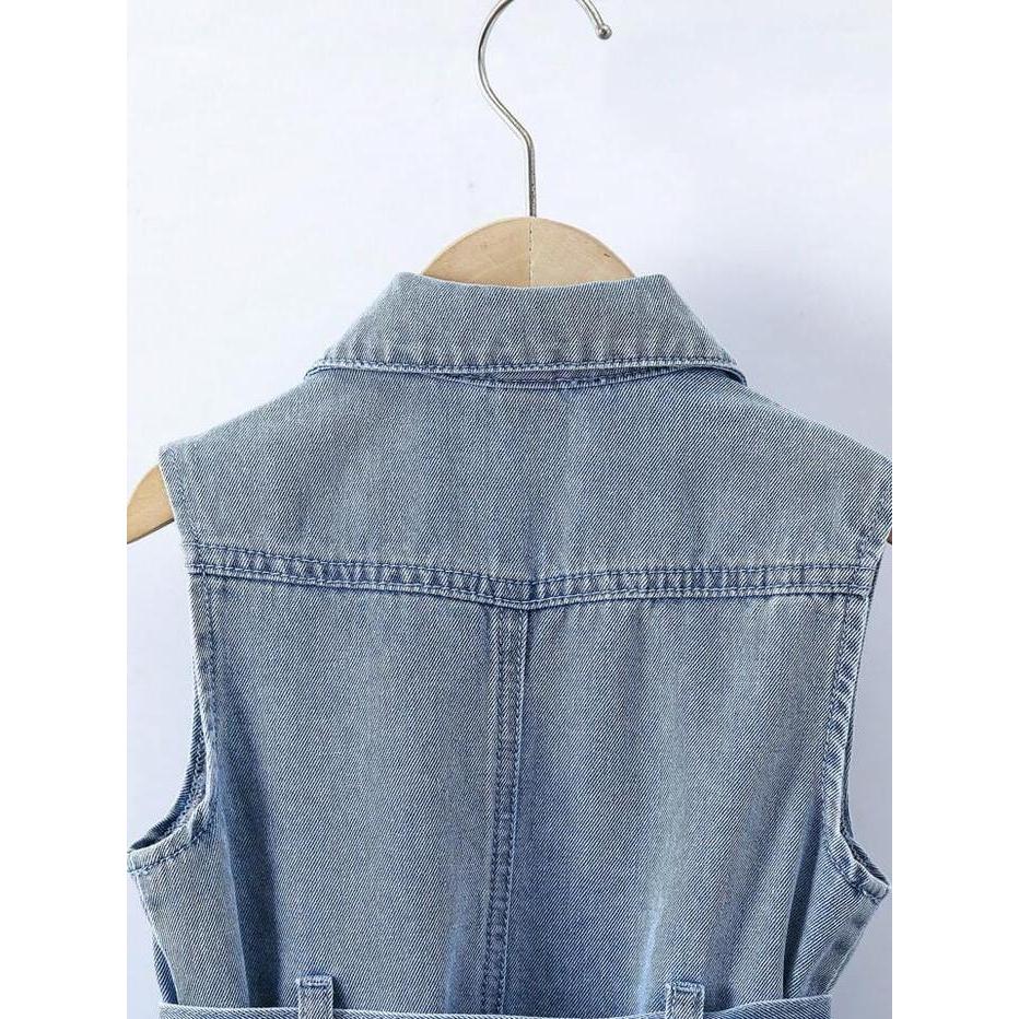Clara Dress - Twisty Ruffle Dress Belt Jeans Anak Perempuan Usia 1-7 Tahun Setelan Denim One Piece
