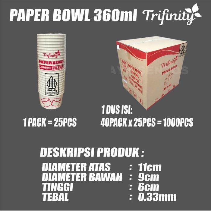 Paper Bowl 360Ml 500Ml 650Ml 800Ml Pack Hanya Body Mangkok Krts Medan Terlaris