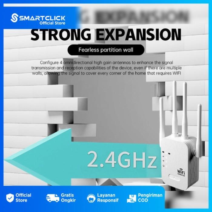 Wifi Repeater Wireless Extender Range 300 Mbps 4 Antena 2 LAN Port Penguat Signal