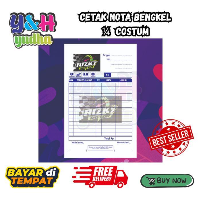 NOTA BENGKEL 1/4 1 PLY (ISI 50 LEMBAR) / NOTA BENGKEL MOTOR CUSTOM / NOTA BENGKEL MOBIL COSTUM /