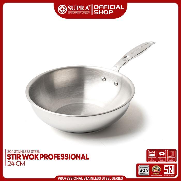 SUPRA Panci Stainless Steel SUS 304 Stir Wok 24 Cm Professional Series