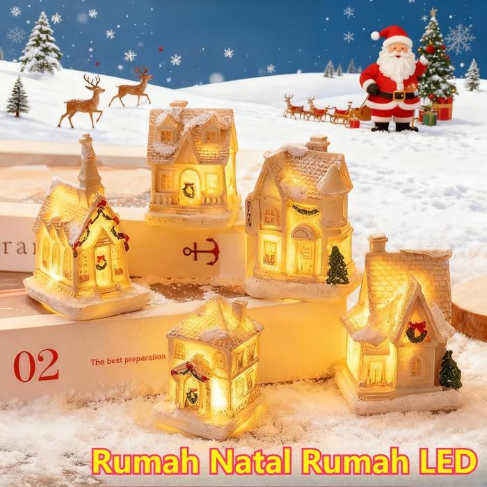 SALE Rumah Natal Rumah LED Aksesoris Rumah Aksesoris Natal Rumah Natal LED Aksesoris Miniatur Natal