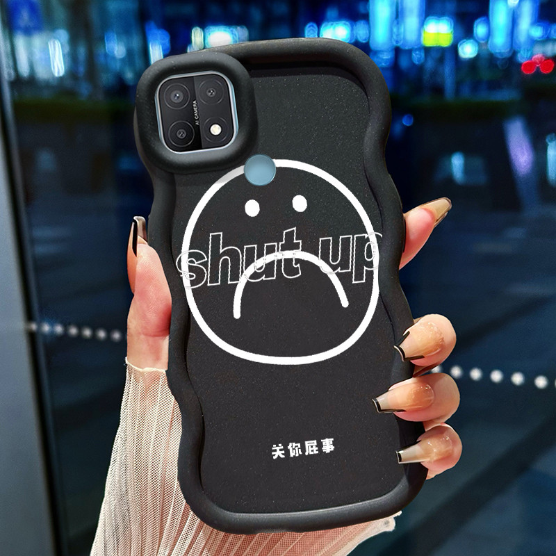Casing Hp Untuk OPPO A15 A15s A35 4G Case Emoji sedih Cesing Polos Kasing Macaron gelombang Kesing S