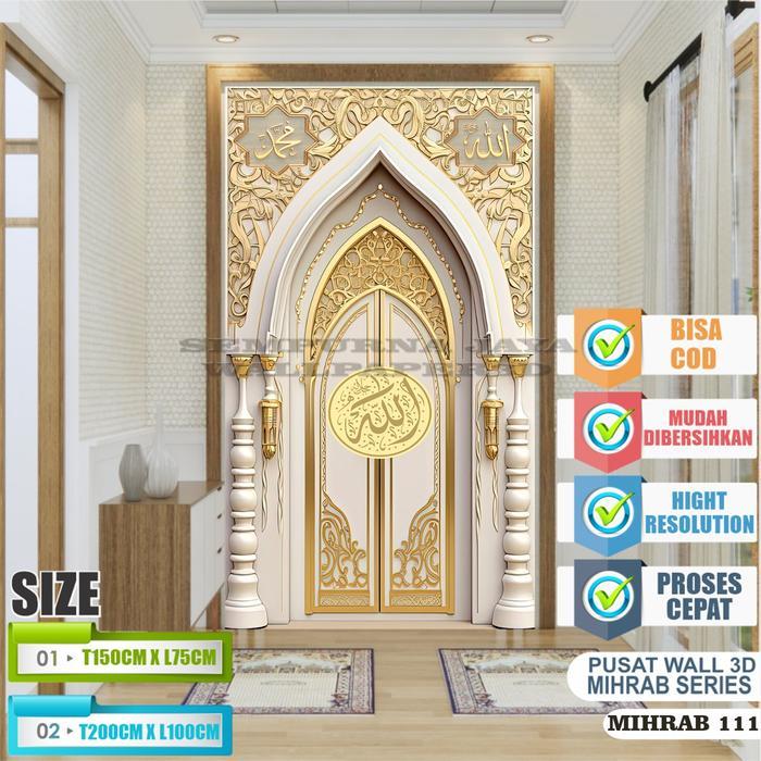 Mhrb11 Stiker Mihrab Mushola Rumah - Dekorasi Stiker Mihrab Elegant - Stiker Mihrab Musholla Vynil