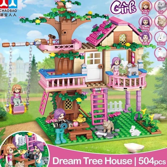 Mainan Brick Building Blocks Girls Dream Tree House 504Pcs Bricks Chaobao