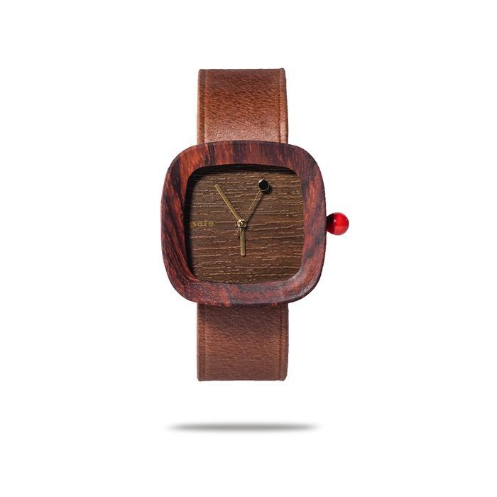 PALA Mini Cokelat PALA Nusantara Jam Tangan Kayu Kulit Asli Unisex Quartz Watch
