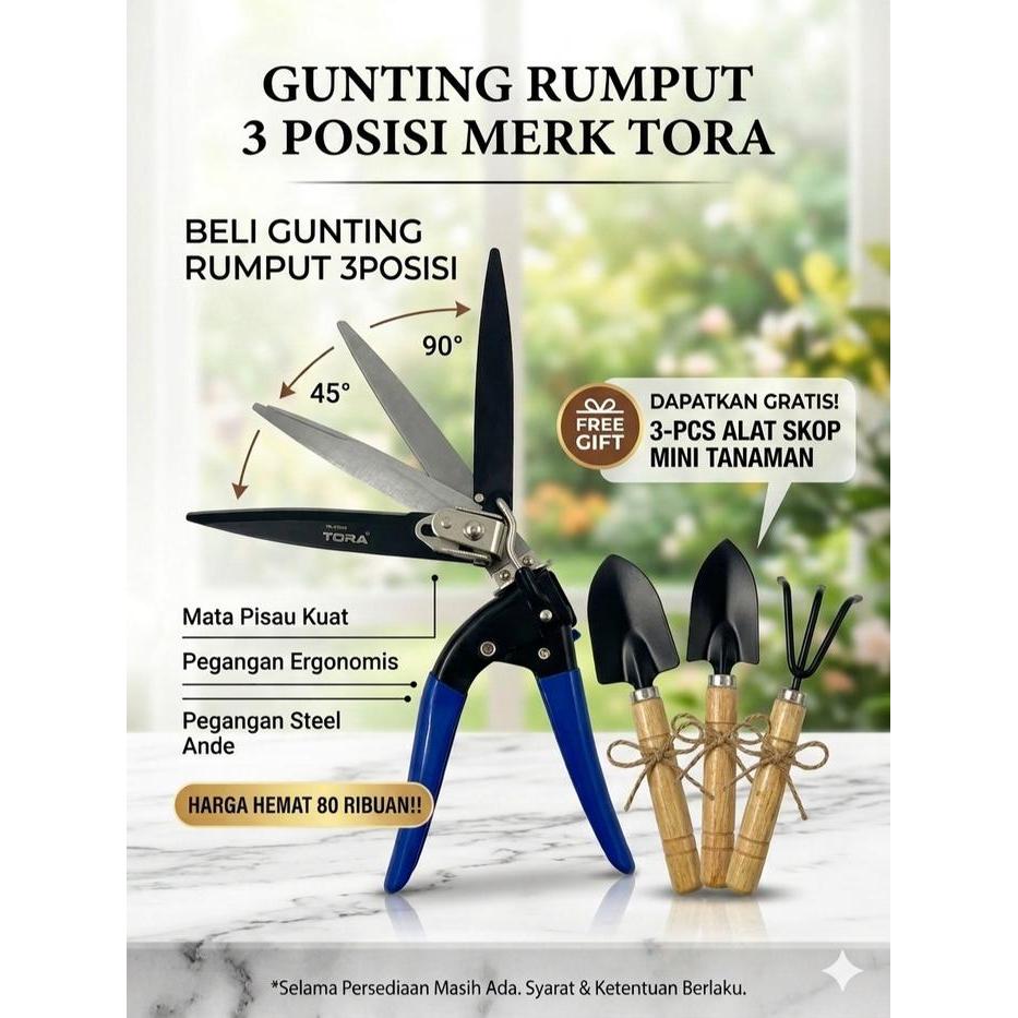 [BARU COD] TORA Gunting Rumput Taman 3 Posisi Gunting Rumput Super Tajam 13inch - GUNTING DAHAN