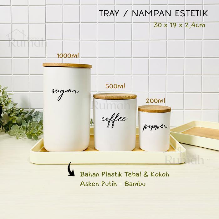 Sale Tray Nampan Estetik Bahan Plastik Anti Air Warna Putih Bambu