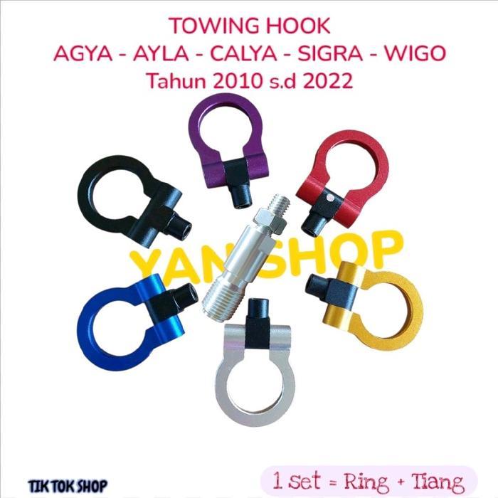 Towing Hook Depan BUMPER DEREK MOBIL TOYOTA Agya - Ayla - Calya - Sigra - Wigo hitam merah silver