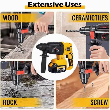 REAIM 3 MODE CORDLESS BRUSHLESS ROTARY HAMMER IMPACT DRILL ELECTRIC RECHARGEABLE PORTABLE POWERTOOL