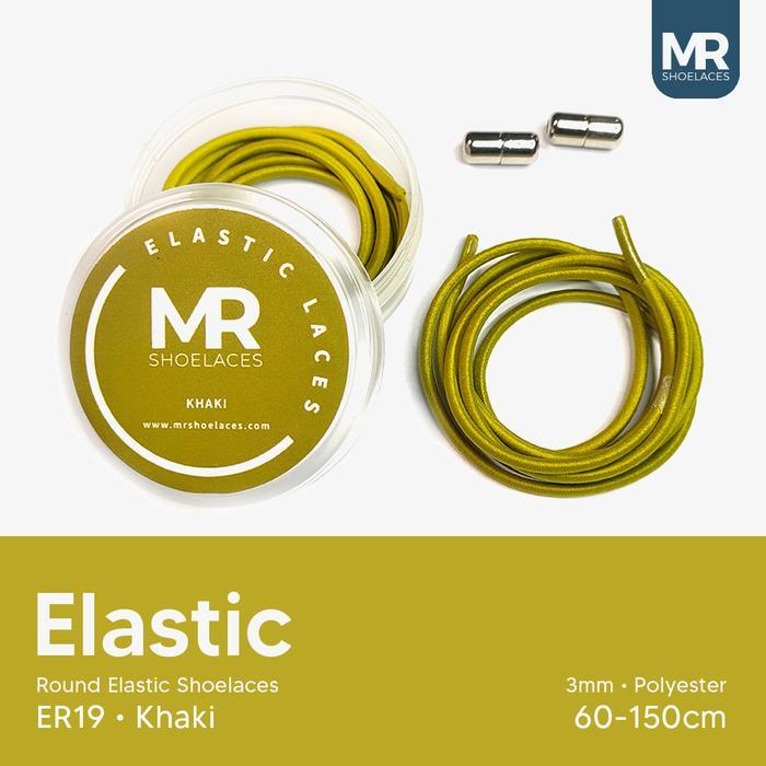 Shoelaces ER19 Khaki Coklat Muda Tali Sepatu Bulat Elastis 60-150cm