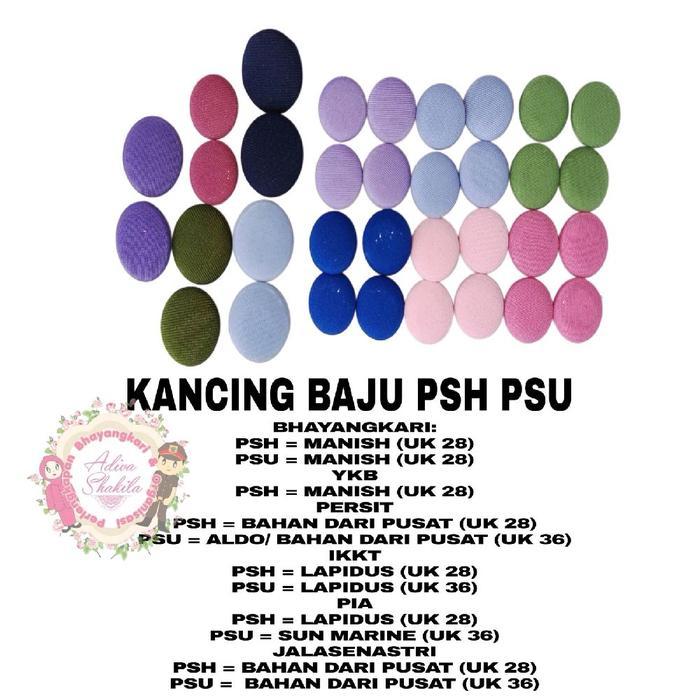 ADIVA-- KANCING BAJU SERAGAM PSH /PSU (HARGA SATUAN) BHAYANGKARI/ PERSIT/ IKKT/ PIA/ JALASENASTRI