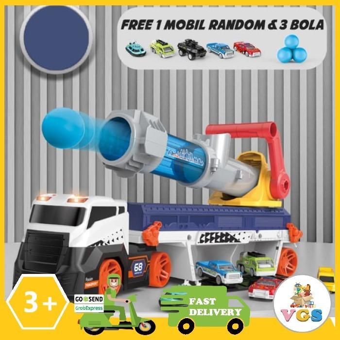 TERLARIS Variety Goods Shop Mainan Anak Truck Track Cannon Ball & Curve Ejection