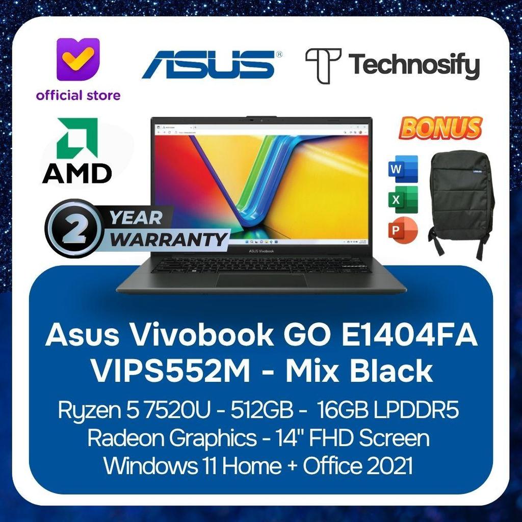 Asus Vivobook GO E1404FA VIPS552M Laptop Ryzen 5 7520U 512GB 16GB LPDDR5 Radeon Graphics 14" FHD Win