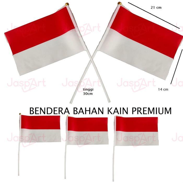 Bendera Kain Merah Putih Kecil Indonesia Pawai 17 Agustusan Bendera Tongkat Tangkai Merah Putih Kain