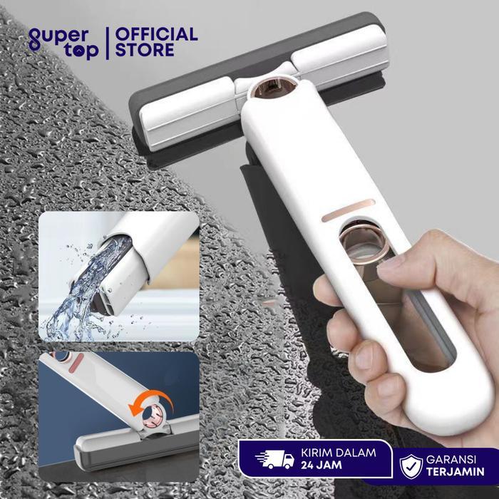 Mini Mop Portable Alat Pel Pembersih Kaca Jendela Tarik Otomatis Tongkat Mop Pel Lap Kaca
