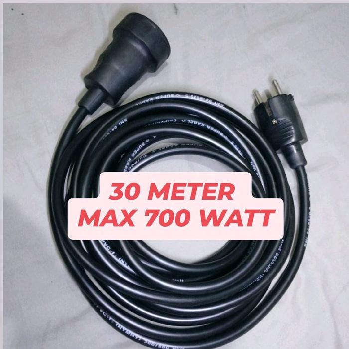 Stopkontak Kabel 30 Meter sambungan Colokan Karet max 700watt / Kabel Bor Las listrik