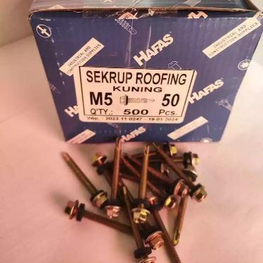 Sekrup roofing kuning M5 x 50 Hafas Per Kotak // SDS 12 x 50 // Drilling 5 cm