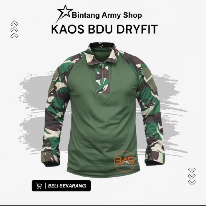 BDU Full Drifit Kaos BDU lengan pendek bahan drifit kombinasi loreng tactical sport pria - Malvinas,
