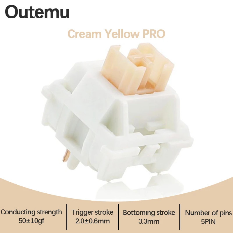 Outemu Switches Lubed Mechanical Keyboard Switch 5Pin Silent Tactile Linear Cream Pink Yellow Custom