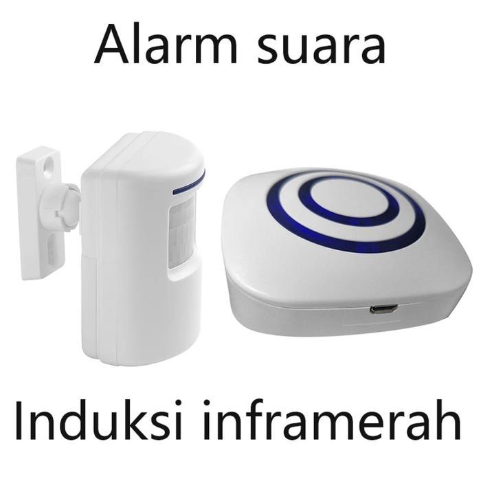 "New" Bel Pintu Nirkabel PIR Sensor Inframerah Detektor Gerak Masuk Bel Pintu Alarm W/Receiver &