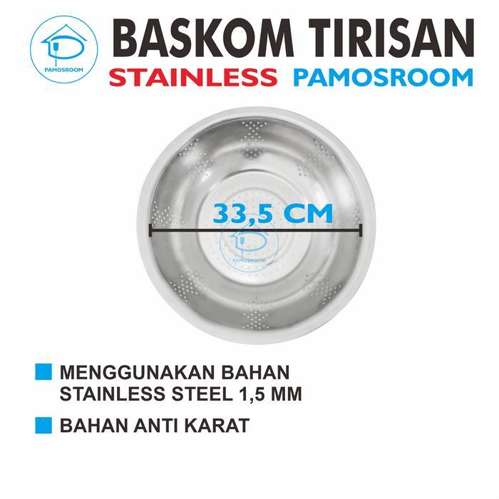 Pamosroom Baskom Saringan Stainless Baskom Tirisan Buah Sayur Beras