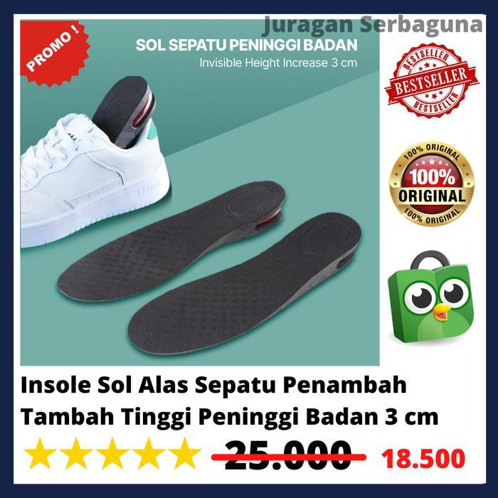 Insole Sol Alas Sepatu Penambah Tambah Tinggi Peninggi Badan 3 cm