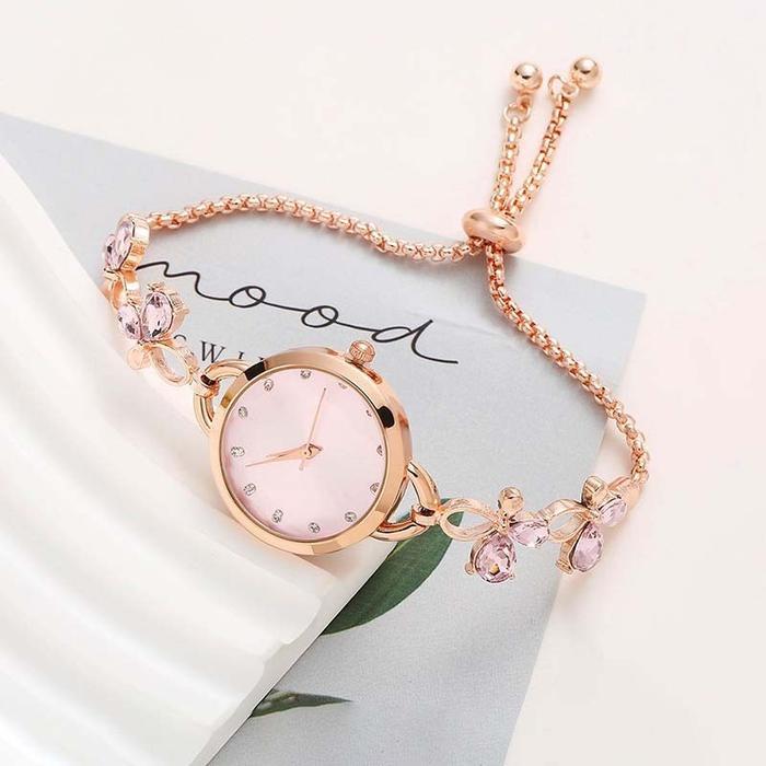 Jam Tangan Wanita Gelang Kuarsa Gelang Berlian Gelang Bulat Dengan Dial Kecil Jam Tangan Fashion